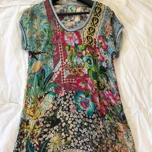 Johnny Was multicolored short sleeve slip dress